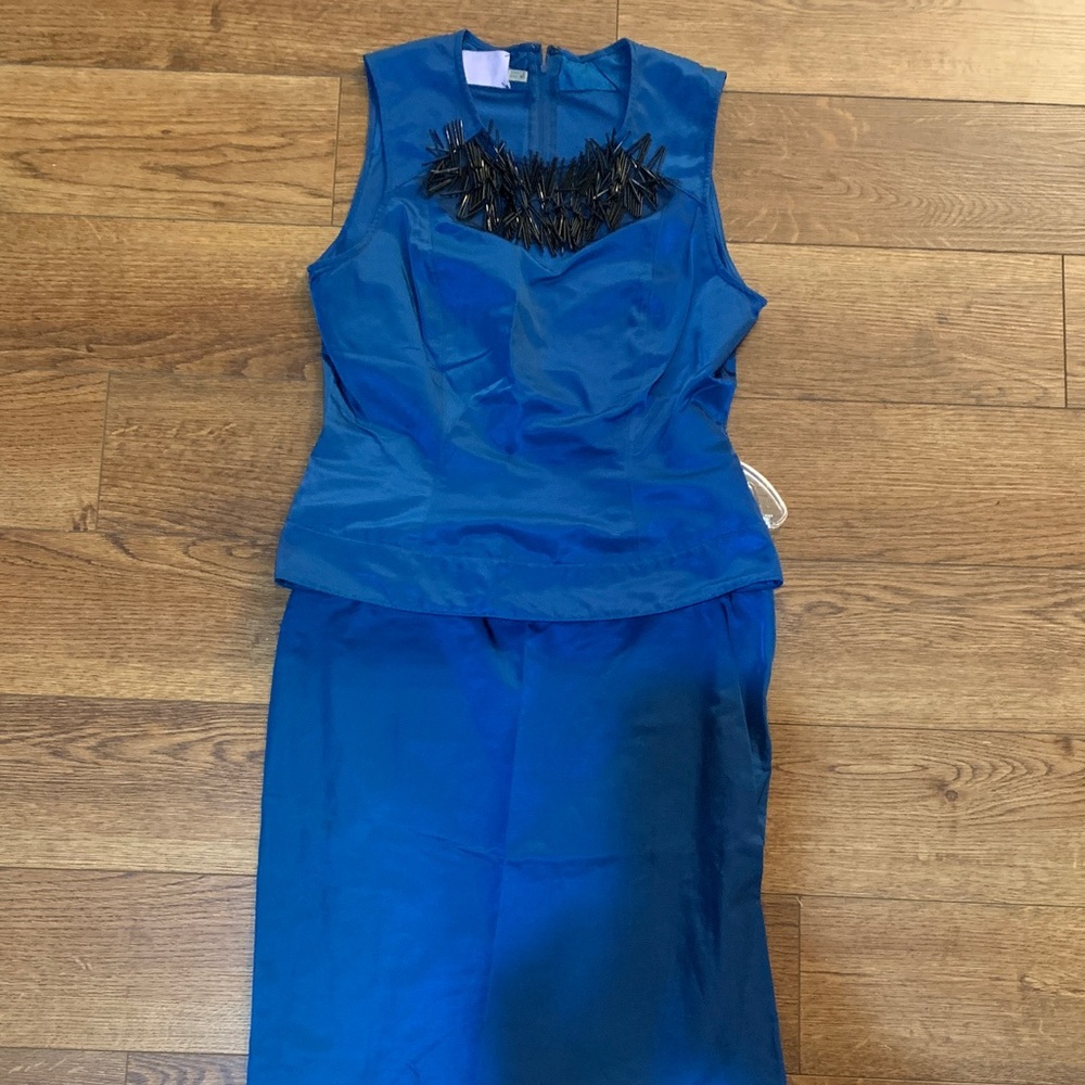 Elegant Blue Women's two piece formal outfit